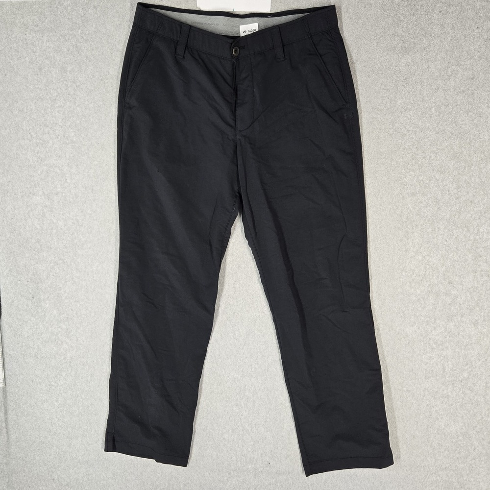 Under Armour Men Pants 34/30 Black Elastane Nylon Chino Golf Performance